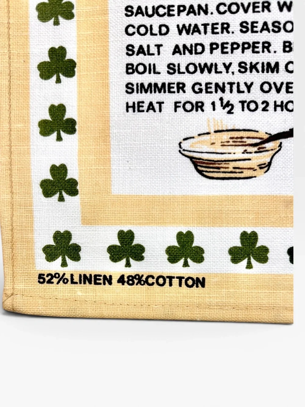 Vintage Pure Irish Cotton Linen Kitchen Tea Towel Traditional Irish Recipes